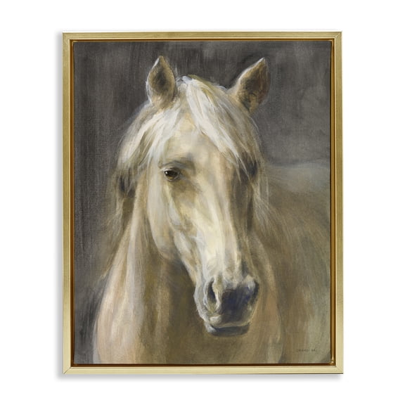 Stupell Industries Traditional Palomino Horse Portrait Gold Floating Frame Canvas Art, 25 x 31, by Danhui Nai