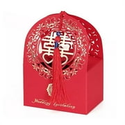 Panda Superstore Laser Cut Chinese Style Decorative Treats Cookies Wedding Candy Box for Wedding Party, Red - 10 Piece