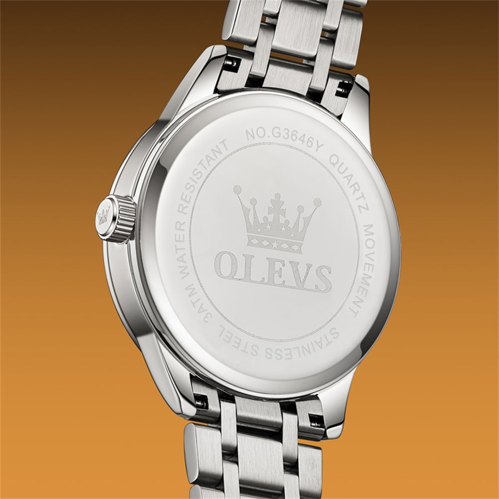 OLEVS Watches for Men Business Dress Casual Analog Quartz Stainless Steel Waterproof Luminous Men Wrist Watches Reloj Para Hombre Black Dial