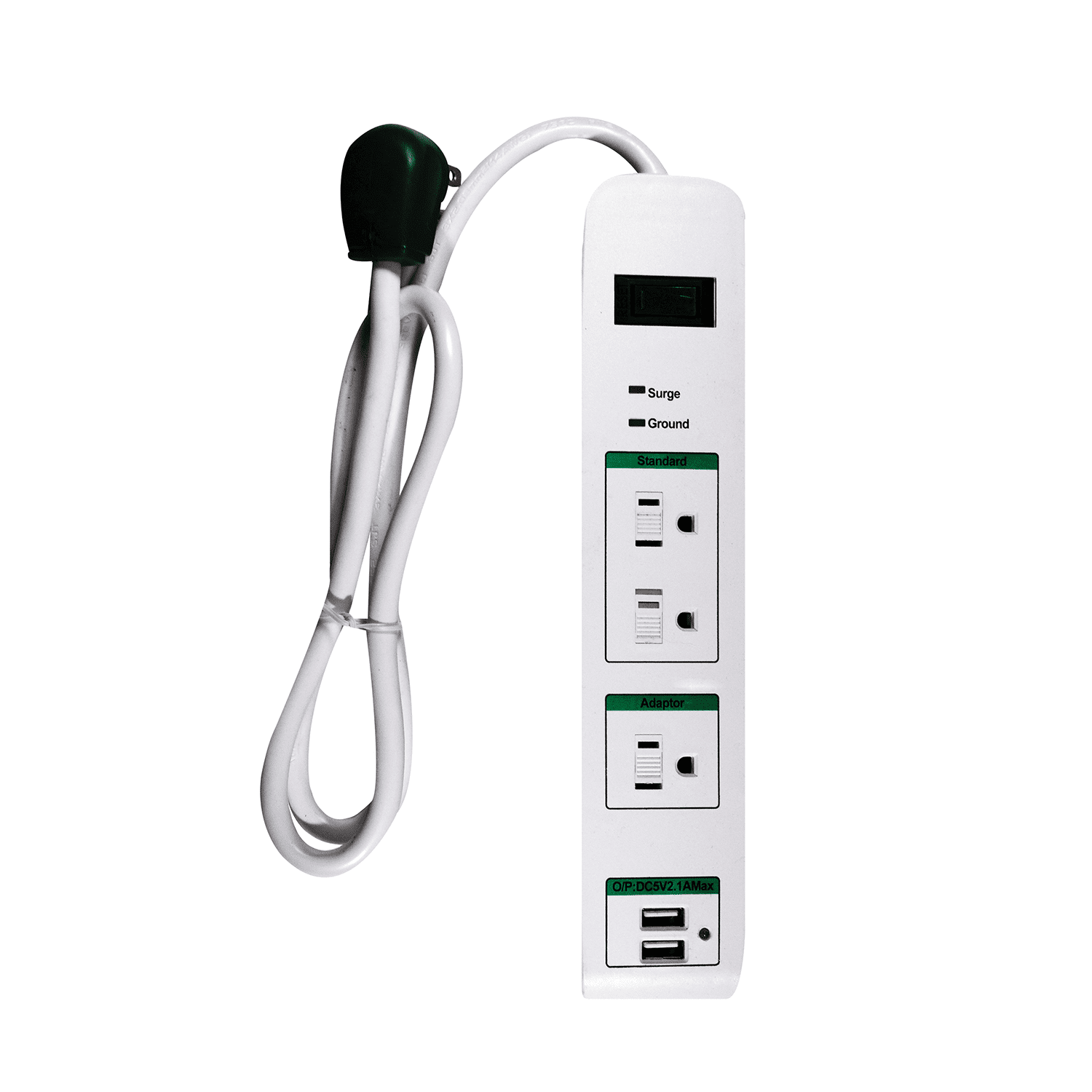 GoGreen Power GG-13103USB 3 Outlet Surge Protector With USB Ports, 3' cord, White