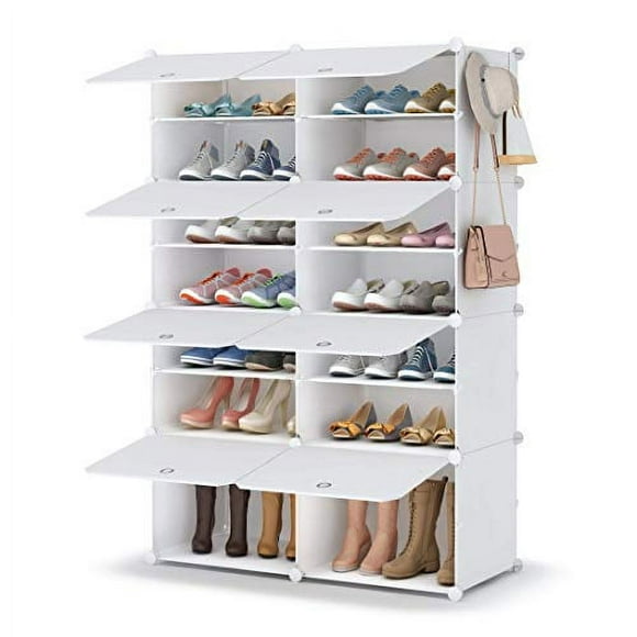 HOMIDEC Shoe Rack, 7 Tier Shoe Storage Cabinet 28 Pair Plastic Shoe Shelves Organizer for Closet Hallway Bedroom Entryway