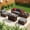 6pc-Gray with Fire Pit Table, variant on Patio Conversation Set, 5 Piece PE Rattan Outdoor Sectional Sofa Set with Coffee Table and Gray Cushions