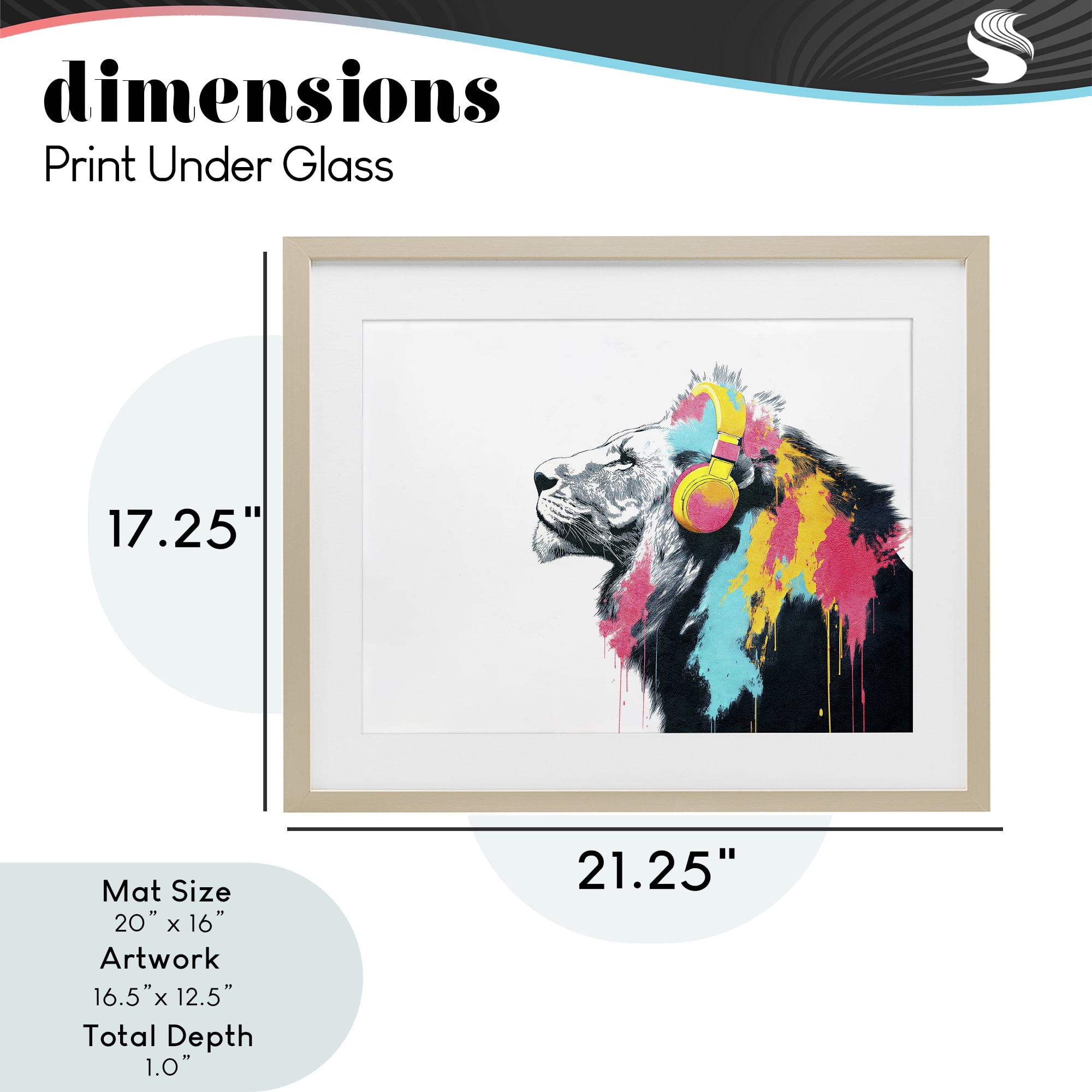 Stupell Industries Lion On Air Headphones Birch Framed Print Under Glass, design by Svetlana Aleynikova