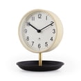 thumbnail image 2 of Better Homes & Garden Light Tan and Black Tabletop Round Analog Dial Clock with Trinket Tray Base, 2 of 8