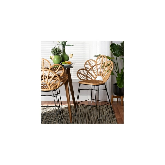 Bohemian Brown & Black Metal Counter Stool - Natural Accent Seating