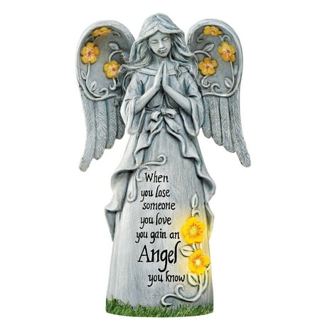 Cheap Angel Statue Collections Etc. Solar Powered Angel Memorial Statue for Home Garden, Stone Look, When You Loose Someone you Love, You Gain an Angel You Know ()