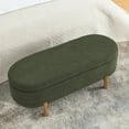 thumbnail image 3 of Ottoman Oval Storage Bench,Rubber Wood Leg,Green(46."X17.7"X10.8"),Green Foam Furniture Primary Living Space Ottomans, 3 of 10