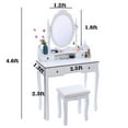 thumbnail image 3 of Vanity Table with Mirror and Upholstered Stool Set, Makeup Organizer and Dressing Table for Bedroom, 3 of 9
