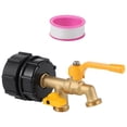 thumbnail image 2 of IBC Tote Tank Faucet Adapter, 2 in 1 Double Faucet with G1/2 Thread, Double Outlet IBC Water Tank Fittings, 2.36" Thread Plastic Connectors with 2 Brass Faucets, 2 of 7