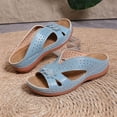thumbnail image 7 of Wide Sandals for Women,Womens Wedge Sandals,Summer Slippers for Women,Women's Sandals,Walking Sandals Women,Women's Fashion Plus-Size Retro Floral Open-Toe Sandals,Blue,7.5, 7 of 7