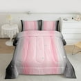 thumbnail image 2 of Homewish Abstract Gradient Stripes Full Size Comforter Sets,Lines Geometric Pattern Bedding Comforter Set,Pink Gray Black Bedding Sets For Boys Girls,Breathable Home Decor Reversible,3-Piece, 2 of 8