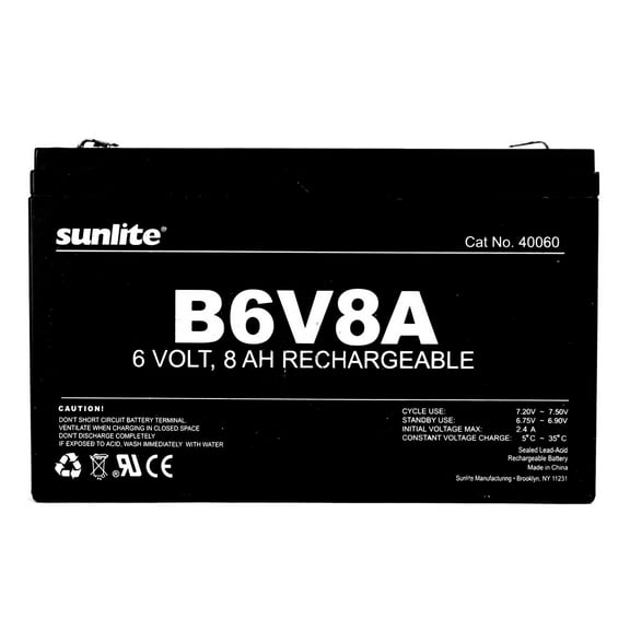 SUNLITE 6V 8A Emergency Back-Up Battery