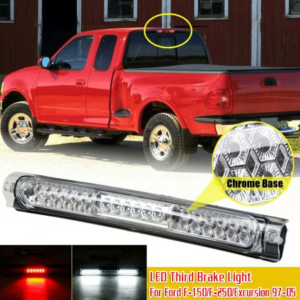 For 1997-2003 Ford F-150 LED Rear High Mount 3rd Third Brake Cargo Light Electroplating Housing Clear Lens 