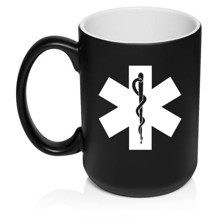 

Star Of Life EMT Paramedic Ceramic Coffee Mug Tea Cup Gift for Her Him Brother Sister Wife Husband Friend Family Coworker Boss Birthday Housewarming Mom Dad (15oz Matte Black)