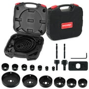 HYCHIKA 19 Pcs Hole Saw Kit,Max Size 6" and Min Size 3/4",Ideal for Soft Wood, Plywood, Drywall, PVC