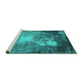 thumbnail image 2 of Ahgly Company Machine Washable Indoor Square Oriental Turquoise Blue Industrial Area Rugs, 7' Square, 2 of 4