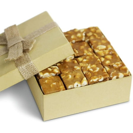 Gourmet Peanut Brittle Gift Box by It's Delish Handmade Old-Fashioned Style Beautiful & Delicious Square Cut Pieces 16 Oz