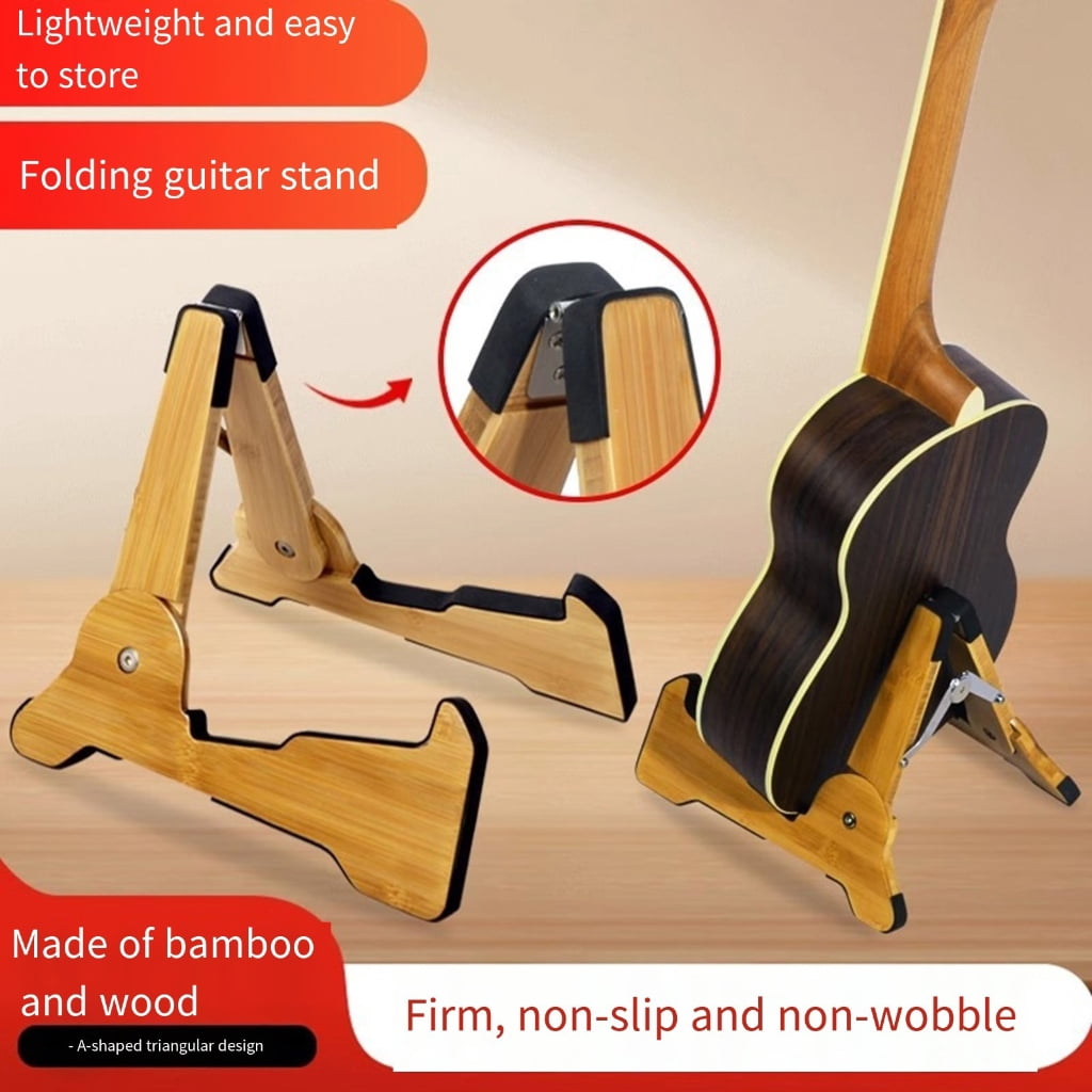 Adjustable Electric Guitar Stand Wood Folding Musical Instrument Stand