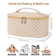 thumbnail image 3 of Meiyuuo Waterproof PU Leather Cosmetic Makeup Bag with Zipper, Checkered Plaid, Red, 1 Piece, 3 of 6