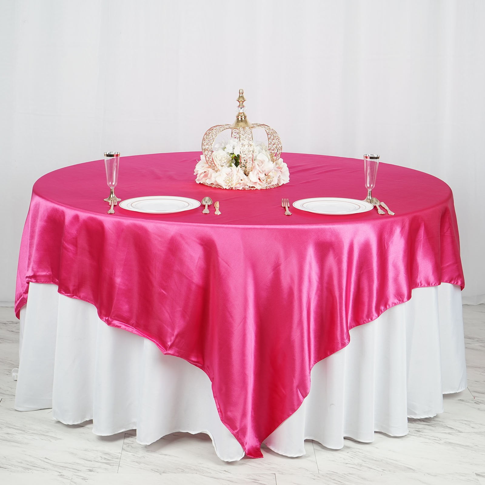 Efavormart 90" SATIN Square Table Overlay Table Toppers For Wedding