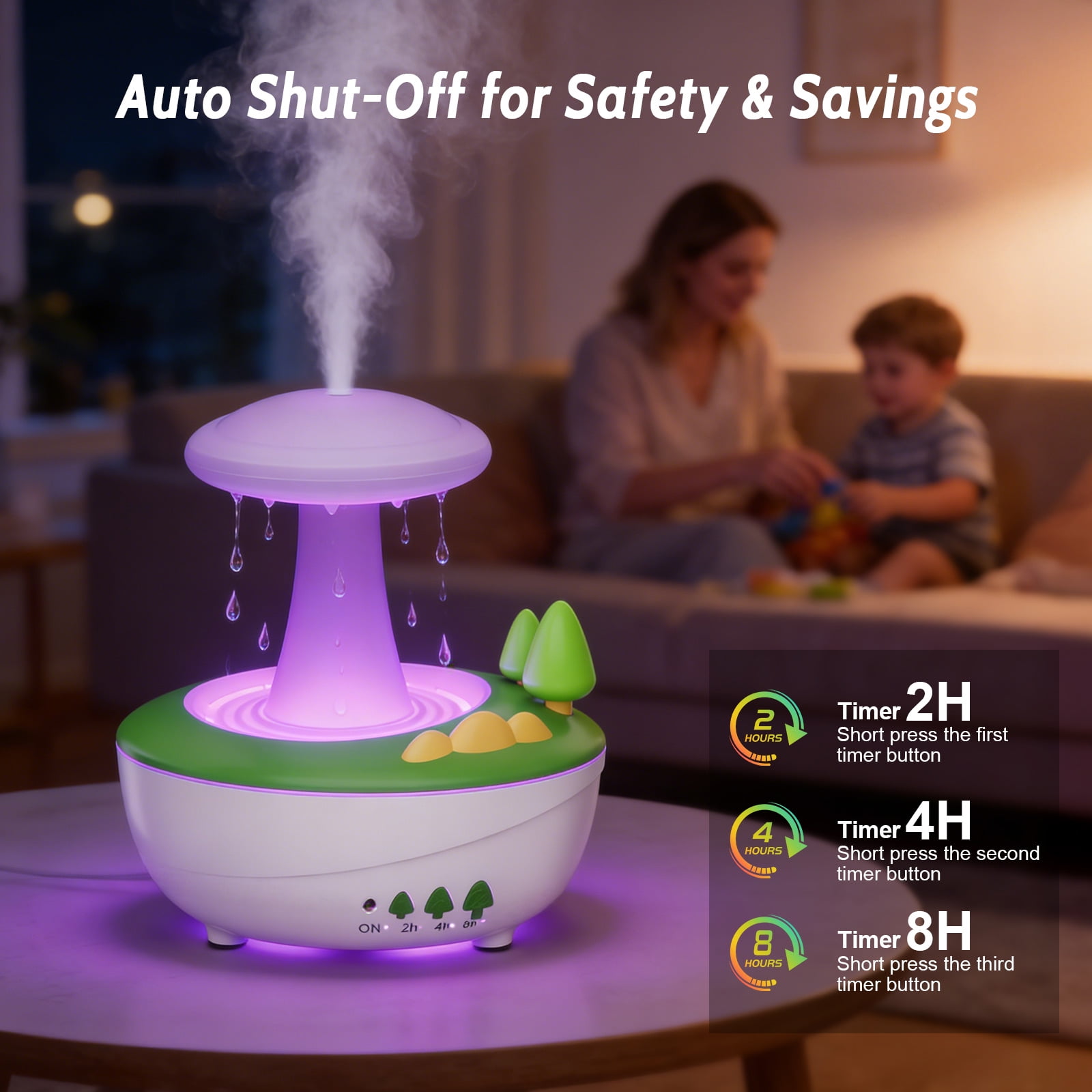 Fimilo Raindrop Aroma Diffuser 280ml, Essential Oil Diffuser with 7-Color LED, Cool Mist Humidifier with Soothing Mist & Water Droplet, White Noise, for Home Office Bedroom Gift