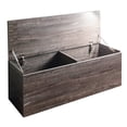 thumbnail image 2 of Lean Storage Bench Chest with Safety Hinges, Lift Top, Farmhouse Gray Wood, 2 of 2
