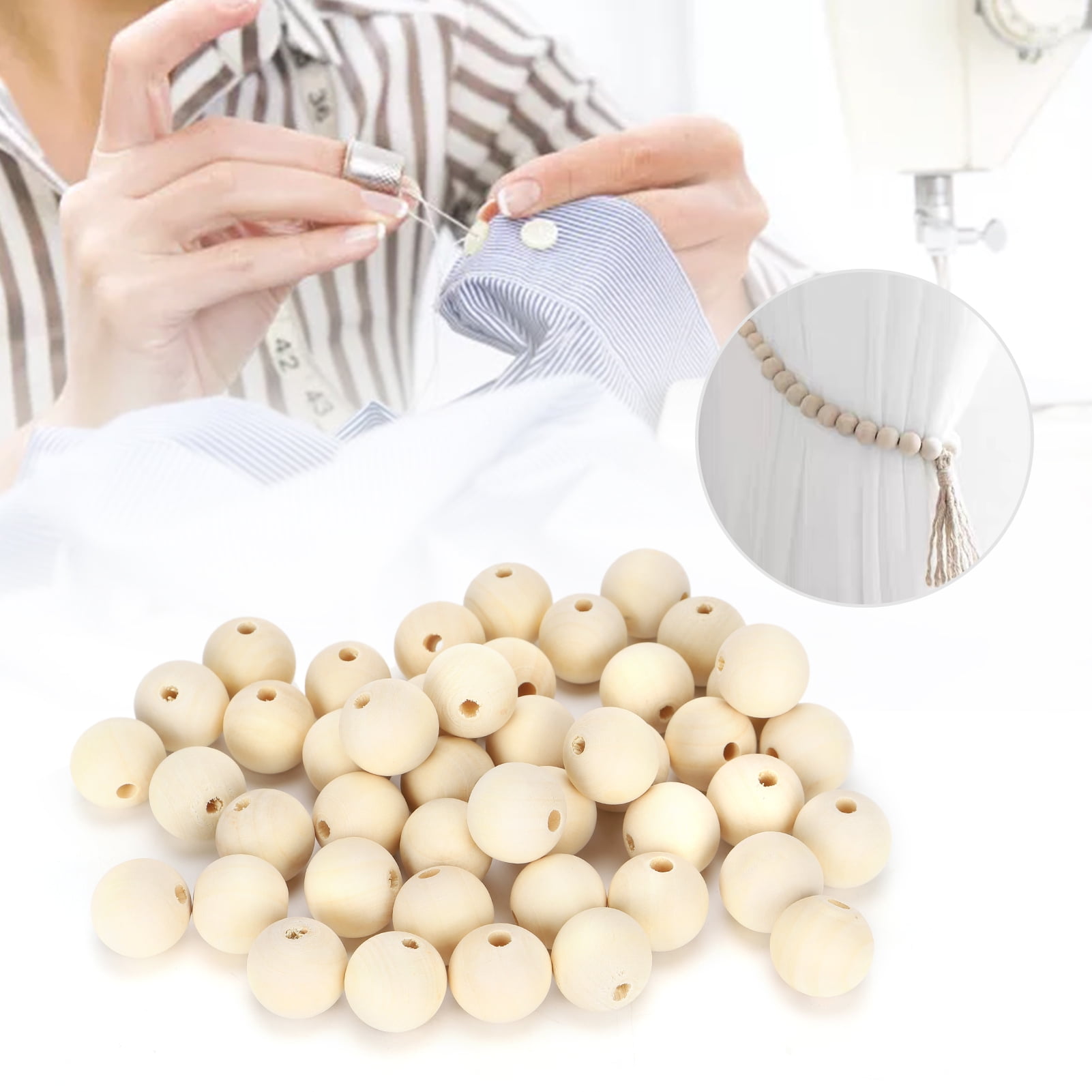 Zerodis 100x 25MM Wooden Beads Round Decor Wood Beads For Jewelry Making DIY Crafting