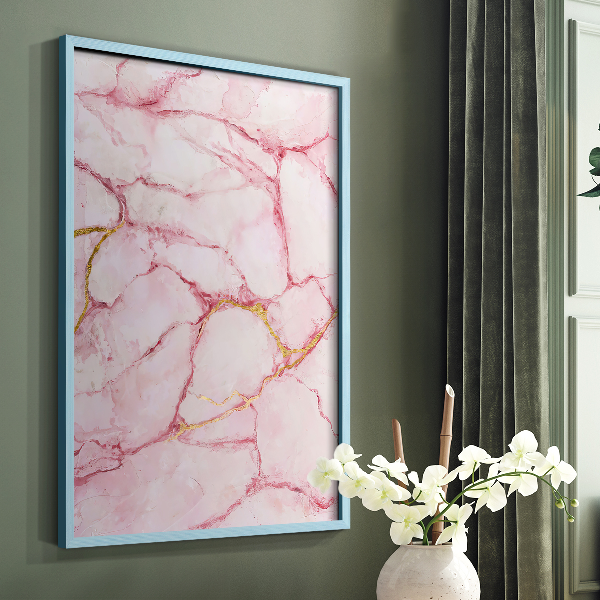 Rose Marble I in Blue Solid Wood 8 x 10 Framed Print