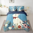 thumbnail image 3 of Homewish Retro Kawaii Rabbit Bedding Comforter Set 7pcs, Western Rustic Floral Queen Bedding Sets, Cute Cartoon Bunnies Reversible Queen Sheet Sets, Lightweight Room Decor, 3 of 8