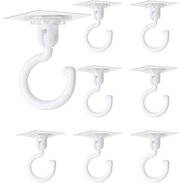 Piezas Ganchos autoadhesivos transparentes Gancho giratorio de 360 grados Gancho adhesivo potente Ganchos de pared de techo Sin taladrar para baño Inodoro Cocina Oficina Techo de pared esquí esquí Gafas de esquí