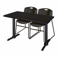 thumbnail image 2 of Regency Cain 60 x 24 in. T-Base Training Seminar Table- Beige & 2 Zeng Stack Chairs- Grey, 2 of 7