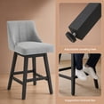thumbnail image 4 of Swivel Counter Height Bar Stools, Set of 4, 27'' Modern Bar Stool with Curved Back and Solid Wood Legs, Bar Stools for Kitchen Island, Linen Fabric Grey, 4 of 7