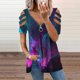 thumbnail image 2 of Top con cremallera y cuello en V de manga corta con hombros descubiertos para mujer con blusa recortada Pompotops  hkajfhjk466154, 2 of 4