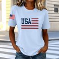 thumbnail image 4 of NTACZA Short Sleeve Going Out Tops for Women T‑Shirts Usa American Flag Print Crew Neck Casual Graphic Tees Festival Relaxed Fit Blue, 4 of 5