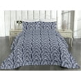 thumbnail image 2 of Ambesonne Leaves Quilted Bedspread Set 3 Pcs, Navy Aloha Leaf Botanical, King, Navy Blue and White, 2 of 4