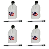 VP Racing 3522-CA 5.5-Gallon Square Motorsport Jug, White w/14 Inch Deluxe Filter Hose Close -Trimmed Cap and Neck for Tight Seal (4 Pack)