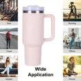 thumbnail image 4 of Eling Home 40 Oz Tumblers with Lids and Straws, 304 Vacuum Insulated Stainless Steel Tumbler, Travel Mug, Water Cup with Handle, Reusable Vacuum Quencher, Pink, 4 of 7