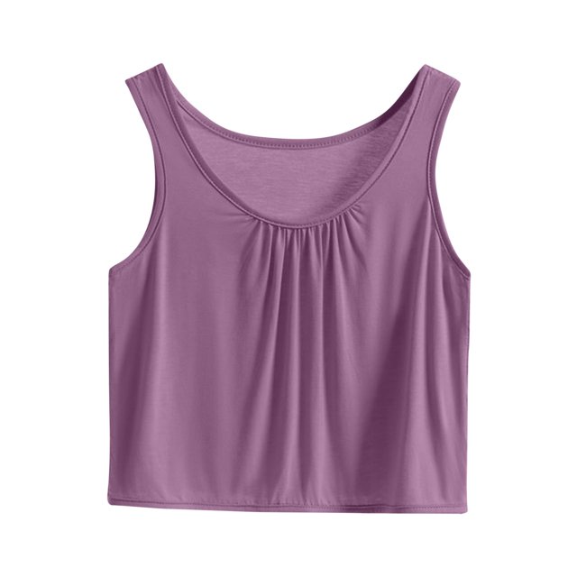 ameIAEA Womens Crewneck Sleeveless Tops Summer Casual Ruffle Shirts Solid Color Basic Tank Tops