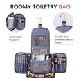 thumbnail image 3 of Large Hanging Travel Toiletry Bag Dopp Kit with Hook Cosmetic Makeup Organizer with Brush Holder Water-Resistant Bathroom for Women Men, Black Flower, 3 of 8