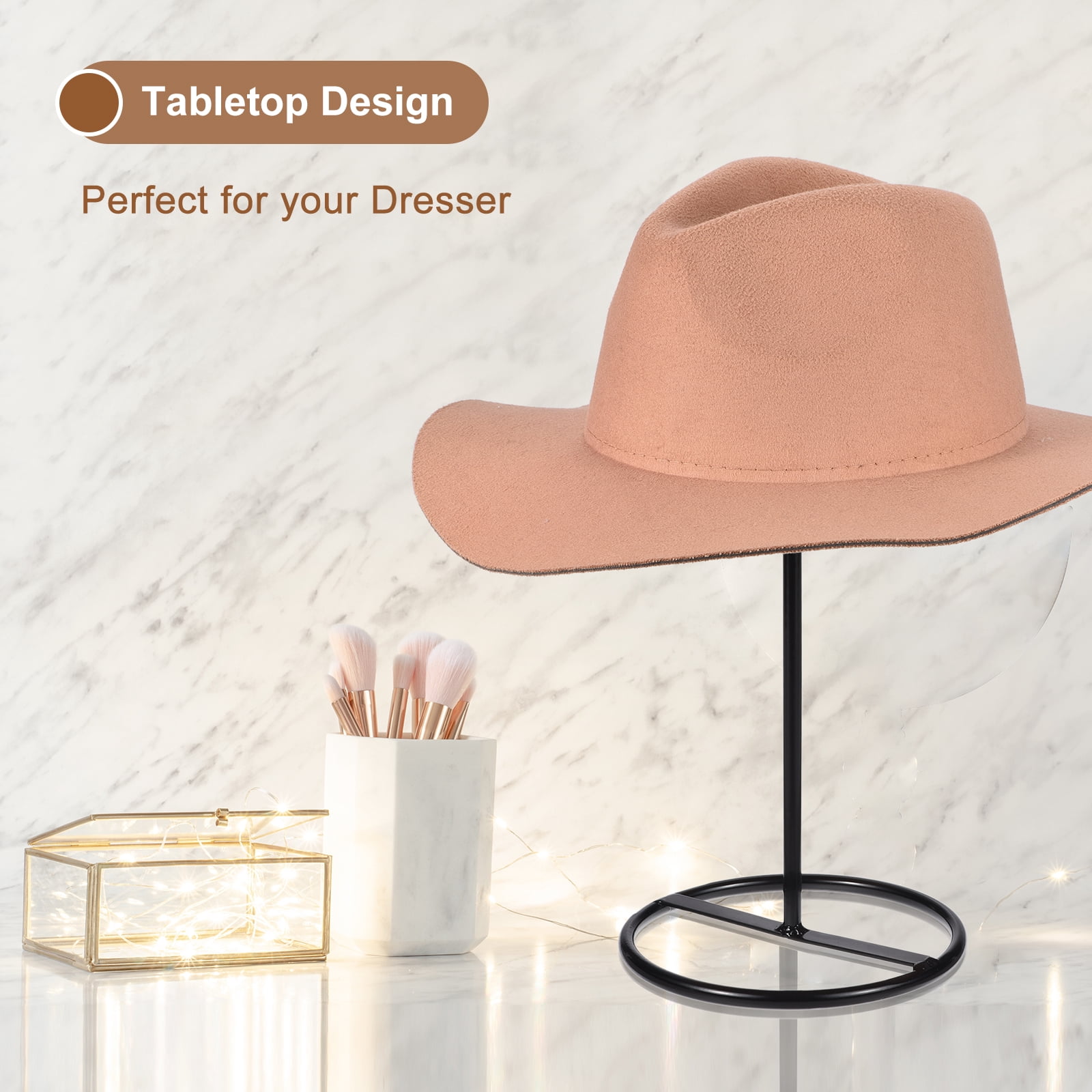Unique Bargains Metal Hat Display Stand Holder Fedora 14.17" x 6.30" x 0.63" Black