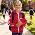 thumbnail image 7 of Girls Cute Hooded Jacket Full Zip Soft Fleece Bow Long Sleeve Sweatshirt Coat with Side Pockets Casual Daily Outwear Tops Red 14-15Y, 7 of 7