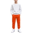 thumbnail image 2 of Vetsdori 2 Pieces Outfits Sets for Boys Pockets Solid Color Crew Neck Athletic, Long Sleeve Tops and Joggers Winter Elastic Waist Cotton Kids Clothing Casual, Orange, Size: 1-2 Years, 2 of 9