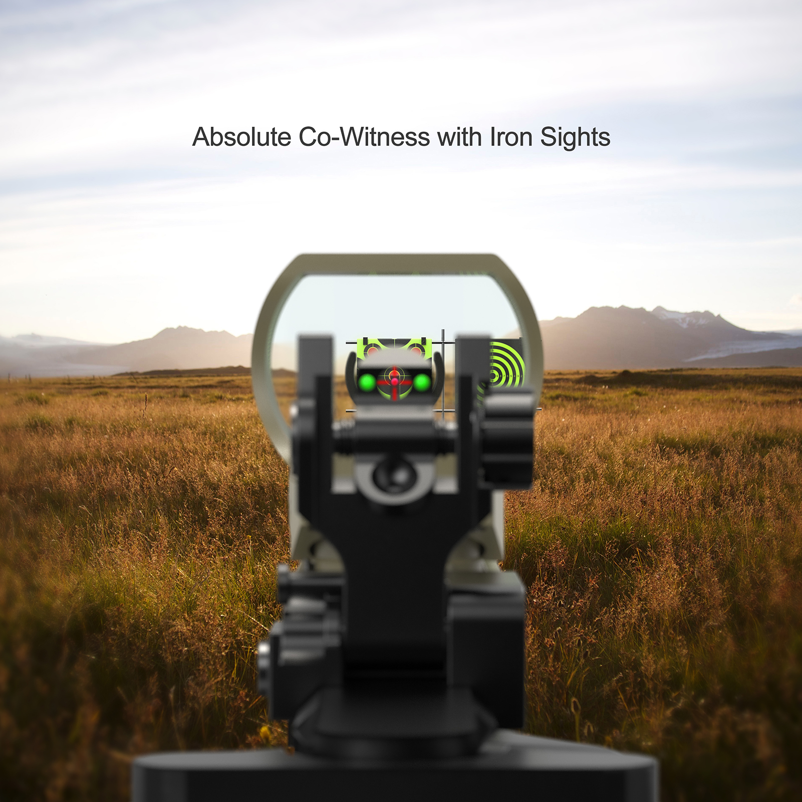 Feyachi Optic Sight, Multiple Reticle System optic sight with Picatinny Rail Mount, Absolute Co-Witness