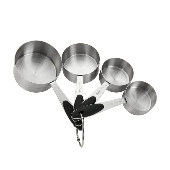 Mainstays 4-Piece Stainless Steel Measuring Cups Easy Grip Handles