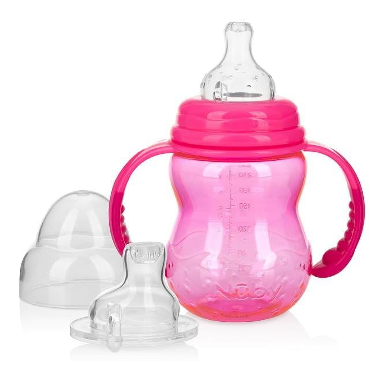 8 oz Handles with 3 Stage Wide Neck Non-drip Bottle, Aqua - Case of 24