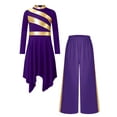 thumbnail image 2 of iiniim Girls Liturgical Praise Dance Dress Worship Asymmetric Tunic with Palazzo Pants Outfit Purple 6, 2 of 7