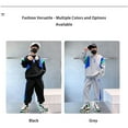 thumbnail image 3 of Sonducket Conjunto de ropa de otoño para niños, chándal de moda holgado con empalme deportivo para niños de 2 piezas con letras bordadas de conjuntos de ropa Gris ciento cincuenta, 3 of 6