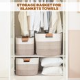thumbnail image 3 of Large Rectangle Blanket Basket, 25"x16"x16" 108L Woven Nursery Cotton Rope Baskets for Storage, Living Room, Toy Organizing with Handle-Gradient Brown, 3 of 8