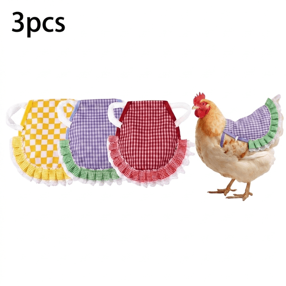 ROSEXIXI Chicken Saddle For Hens 3 Pcs Double Layered Hen Saddles For Protection Plaid Lace Hen Apron Adjustable Chicken Supplies For Feather Regrowth Back Protection And Nesting Accessories