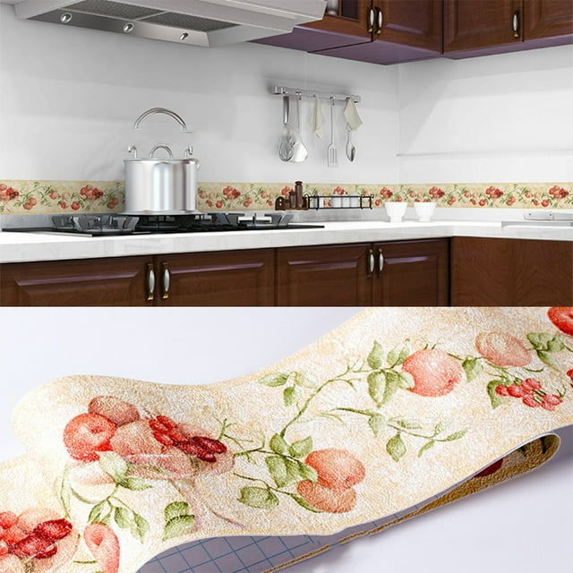 Baohd Exquisite Workmanship PVC Waterproof Waist Line For Wall Retro Fashion And Easy white vine flower 1Set